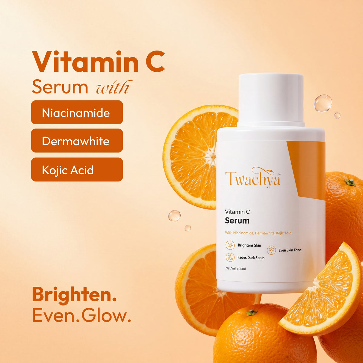 Vitamin C Glowing Serum – 30ml Fades Dark Spots, Evens Tone, Restores Glow